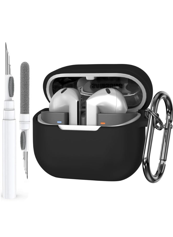 أنيوغرو حافظة Galaxy Buds 3 Pro/Buds 3 من السيليكون لحماية كاملة للجسم (مع قفل أمان)، مقاومة للصدمات والسقوط، غلاف واقي ناعم مع مجموعة تنظيف للرياضة والسفر، أسود - Image 1