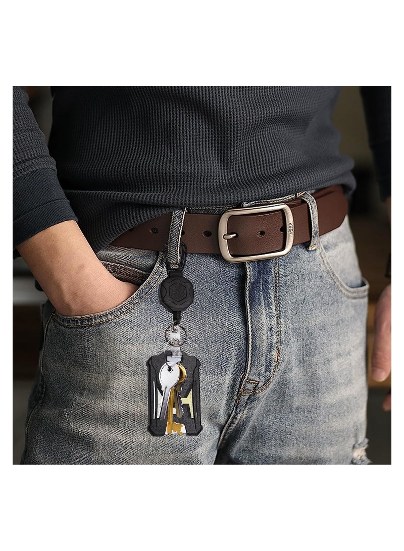 KASTWAVE Retractable Carabiner Badge Holder, Tactical ID Badge Holder with Upgraded Zinc Alloy Carabiner, Heavy Duty Keychain Coated Steel Cord 31.5'', 2 Pack - Image 3