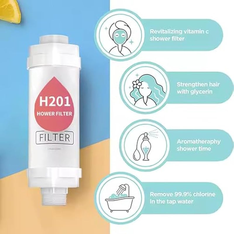 Shower Head Filter Bathroom Accessories for Hard Water Filter Vitamin C Replacement Cartridge Remove Chlorine Fluoride Heavy Metals Improves Skin Condition Protects Hair Lavender - Image 2