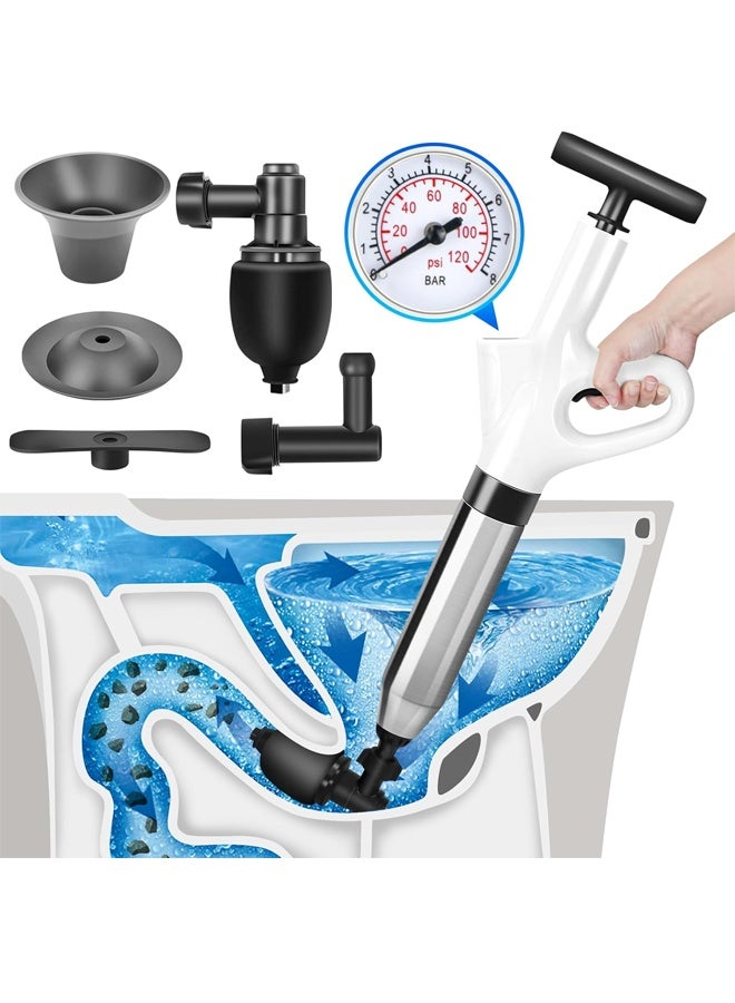 Toilet Plunger, Electric Toilet Clog Remover Drain Unblocker, High Pressure Air Drain Blaster, Cordless Powerful Pneumatic Dredge Unclogger Cleaner for Bathroom/Bathtub/Floor Drain/Sewer/Clogged Pipe - Image 1