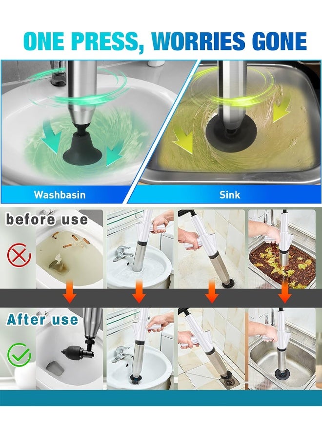 Toilet Plunger, Electric Toilet Clog Remover Drain Unblocker, High Pressure Air Drain Blaster, Cordless Powerful Pneumatic Dredge Unclogger Cleaner for Bathroom/Bathtub/Floor Drain/Sewer/Clogged Pipe - Image 4