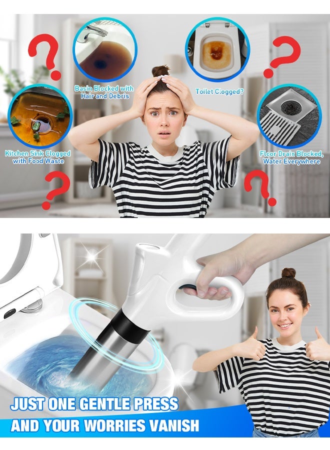 Toilet Plunger, Electric Toilet Clog Remover Drain Unblocker, High Pressure Air Drain Blaster, Cordless Powerful Pneumatic Dredge Unclogger Cleaner for Bathroom/Bathtub/Floor Drain/Sewer/Clogged Pipe - Image 5