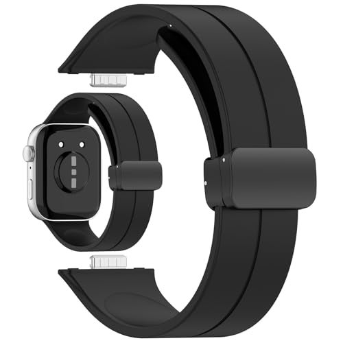 AWADUO Compatible with Huawei Watch Fit 3 Replacement Band Silicone Wrist Strap Bracelet Soft And Durable with Quick Release Smartwatch Accessorie(Folding Magnetic Buckle/Black) - Image 1