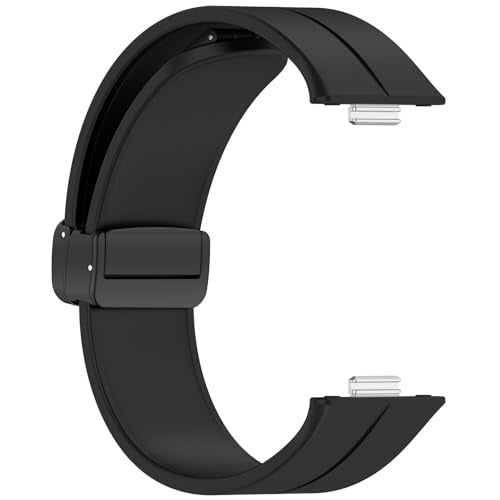 AWADUO Compatible with Huawei Watch Fit 3 Replacement Band Silicone Wrist Strap Bracelet Soft And Durable with Quick Release Smartwatch Accessorie(Folding Magnetic Buckle/Black) - Image 3
