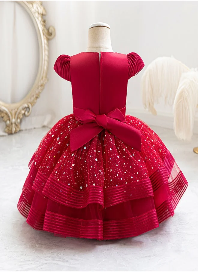 babyqlo Rosy Pink Glitter Dress for Girls