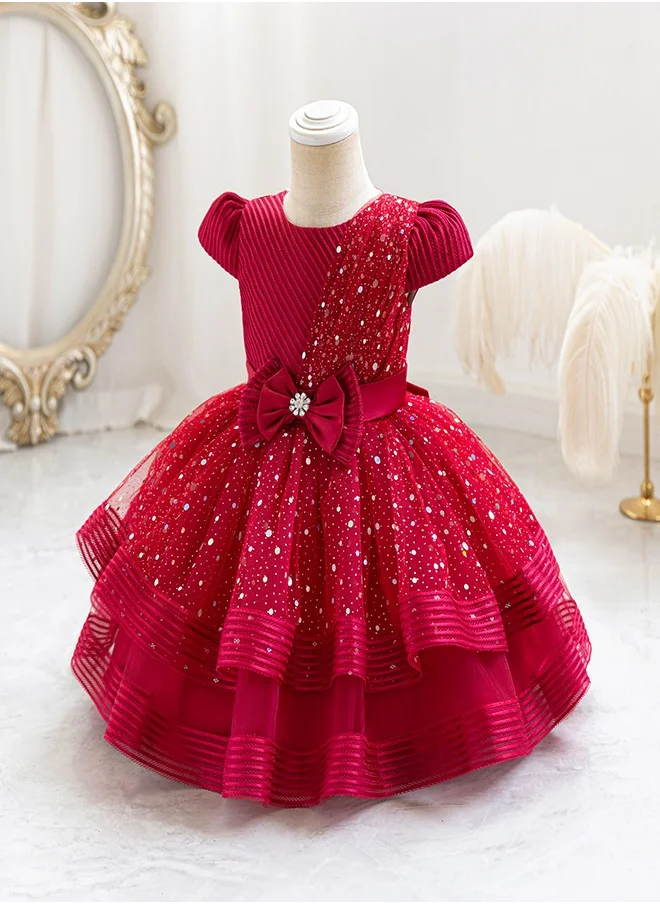 babyqlo Rosy Pink Glitter Dress for Girls