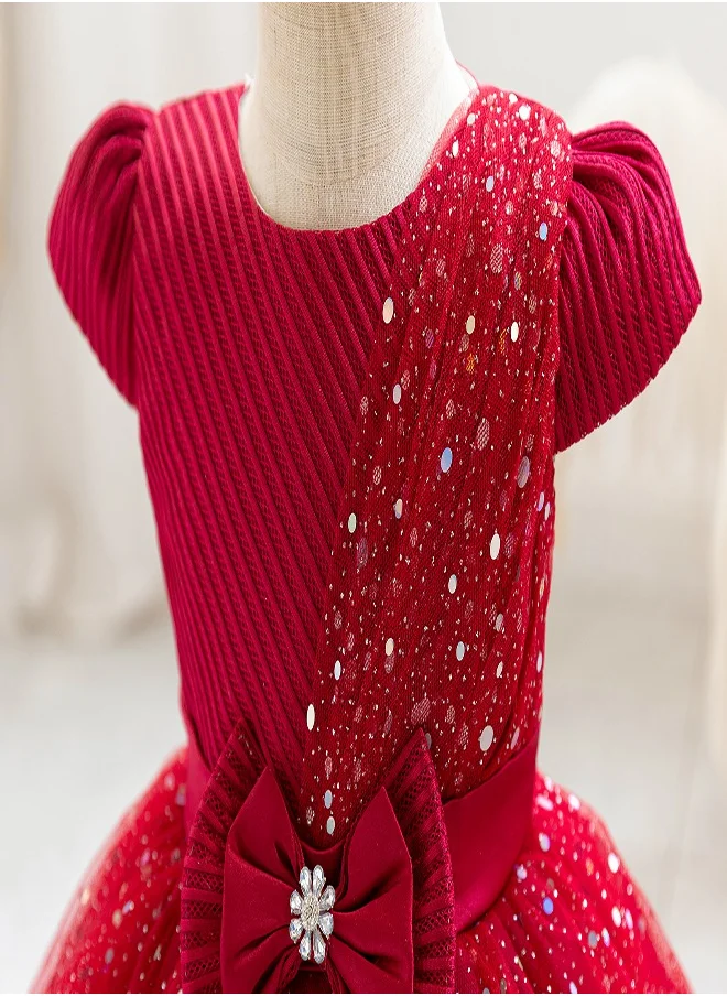 babyqlo Rosy Pink Glitter Dress for Girls