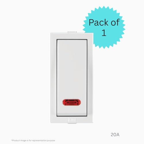 Anchor by Panasonic Roma Classic 1 Module 20A One Way Switch with Neon Indicator, Heavy Duty Switch for Inductive Loads - Motors, Fans, Appliances, White Switch, (21077-1) - Image 2