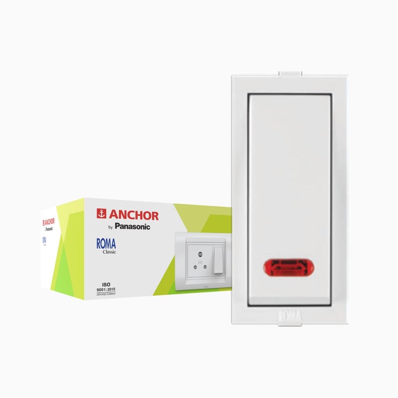 Anchor by Panasonic Roma Classic 1 Module 20A One Way Switch with Neon Indicator, Heavy Duty Switch for Inductive Loads - Motors, Fans, Appliances, White Switch, (21077-1) - Image 4