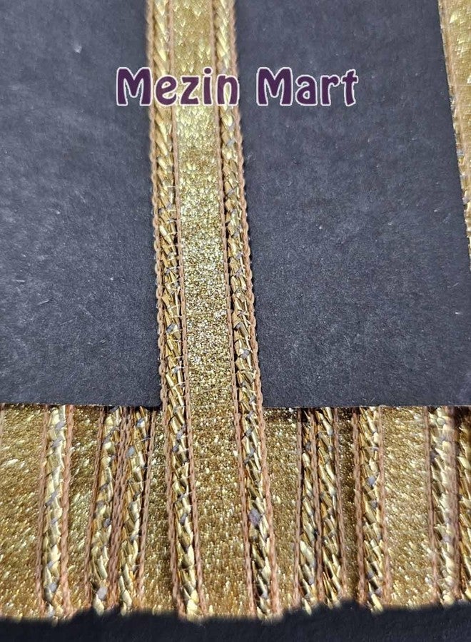 Mezin Zari Jhalar Fancy Unique Lace Blouse Border (9 Meter) for Bridal Dresses, Sarees, Lehengas, Decoration, Bag and Designing Embellishment Crafts (Double Zig Zag + 3 Chotali) - Image 4