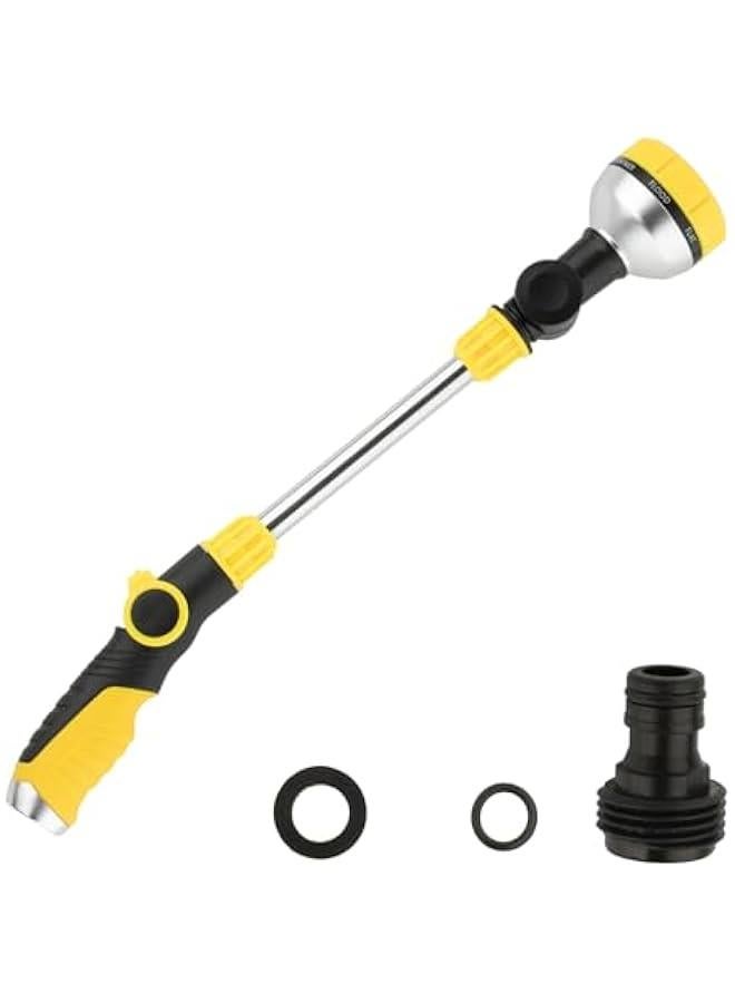 Arabest 17.5 Gardening Watering Wand | 8 Spray Patterns & Thumb-Controlled Switch | 180° Rotating Long Nozzle| for Plants, Hanging Baskets and Shrubs, Pet Bathing, Wall Washing (yellow)  - Image 1