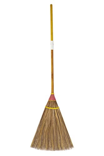 AW BROOMS Natural Coconut Leaf Broom  61 Inch MultiSurface Outdoor Broom  Sweeps Snow  Wet Leaves  Sturdy Bamboo Handle  Asian Heavy Duty 