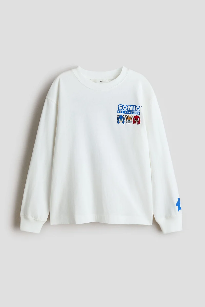 H&M Motif-detail long-sleeved T-shirt