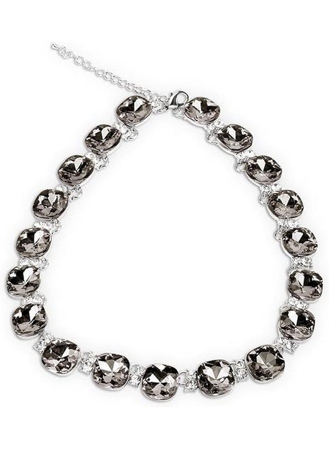 Jiulory Violet Crystal Statement Necklace Glass Crystal Collar Choker Necklace For Women Bridal Necklace Costume Jewelry Necklaces For Women (Grey) - Image 1