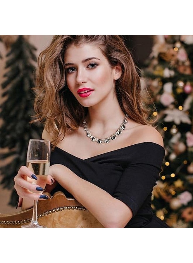 Jiulory Violet Crystal Statement Necklace Glass Crystal Collar Choker Necklace For Women Bridal Necklace Costume Jewelry Necklaces For Women (Grey) - Image 3