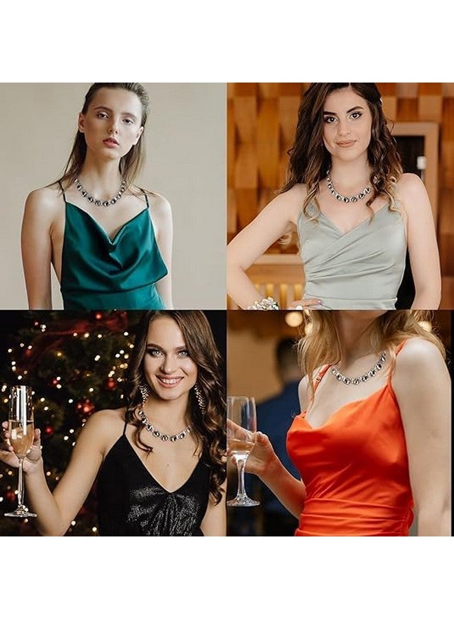 Jiulory Violet Crystal Statement Necklace Glass Crystal Collar Choker Necklace For Women Bridal Necklace Costume Jewelry Necklaces For Women (Grey) - Image 5