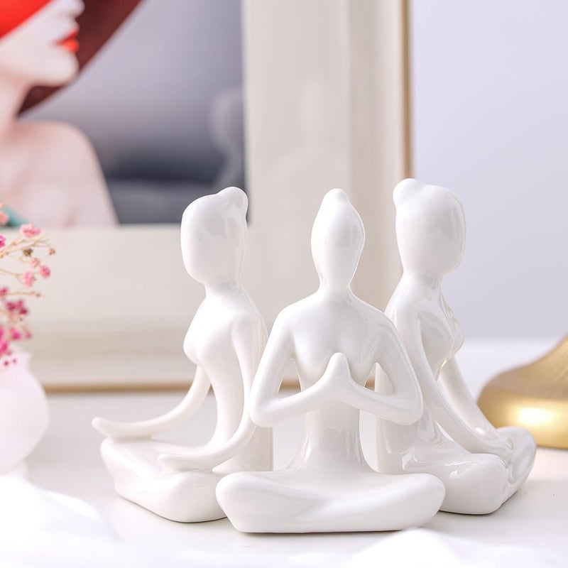 Judee Meditation Yoga Statue Decor Sitting Buddha Statue Yoga Men Handcrafted Sculpture Yoga Figurine Spiritual Meditation Statue Decor for Wedding Birthday Garden Office 3pcs - Image 1