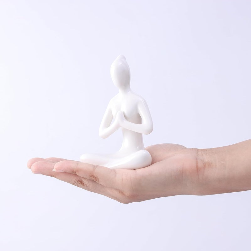 Judee Meditation Yoga Statue Decor Sitting Buddha Statue Yoga Men Handcrafted Sculpture Yoga Figurine Spiritual Meditation Statue Decor for Wedding Birthday Garden Office 3pcs - Image 4