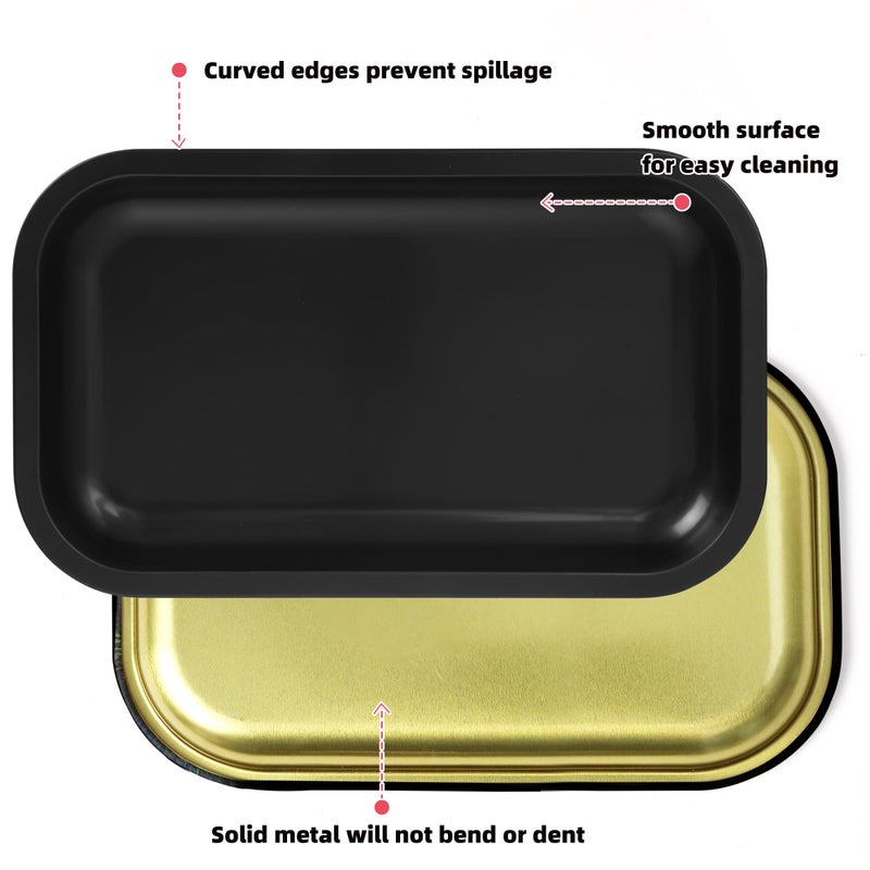 PYSEA Large Metal Tray with Magnetic Lid, Decorative Tray, Ideal Storage for Home or Travel, 10.6 x 6.3 Inches (Black) - Image 5