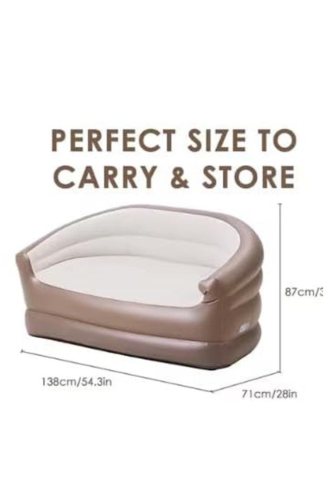 FEND FEND Portable Inflatable Double Sofa Two-Seater Lounge Chair with Air Pumb for Indoor living and Outdoor Camping Beige  - Image 3