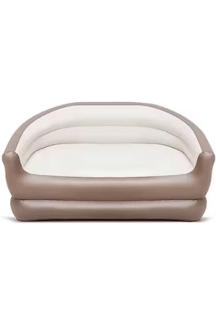 FEND FEND Portable Inflatable Double Sofa Two-Seater Lounge Chair with Air Pumb for Indoor living and Outdoor Camping Beige  - Image 1