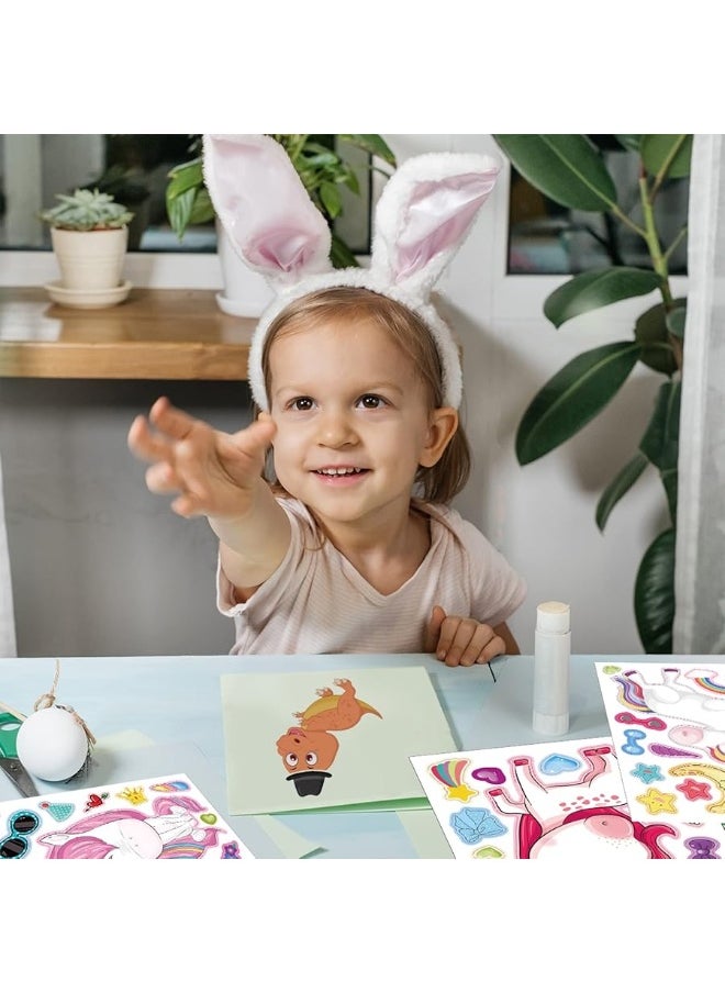 DaiUni 24 Sheets 8.27''Ã—5.9'' Make Your Own Stickers for Kids Toddlers, Make a Face Stickers Mix and Match with Unicorns Dinosaur Horse and Sea Animals for Kids Party Favors Activities  - Image 4
