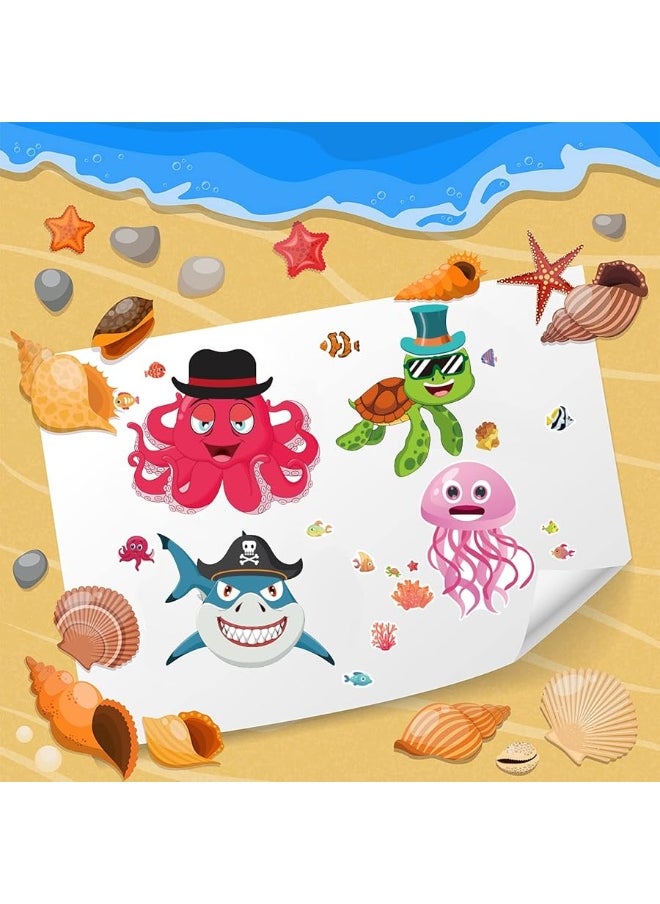 DaiUni 24 Sheets 8.27''Ã—5.9'' Make Your Own Stickers for Kids Toddlers, Make a Face Stickers Mix and Match with Unicorns Dinosaur Horse and Sea Animals for Kids Party Favors Activities  - Image 2