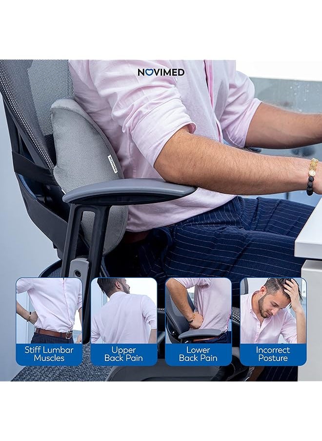 Memory Foam Lumbar Support Cushion Ergonomic Back Pain Relief For Sciatica Tailbone And Hemorrhoids Thicker Breathable And Non Slip Design For Long Drives Gray