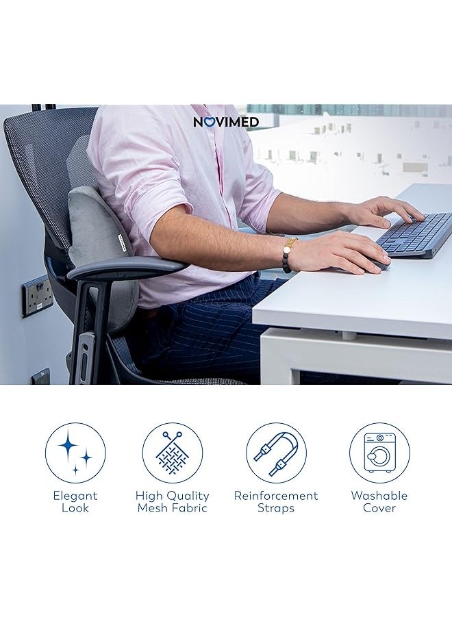 Memory Foam Lumbar Support Cushion Ergonomic Back Pain Relief For Sciatica Tailbone And Hemorrhoids Thicker Breathable And Non Slip Design For Long Drives Gray