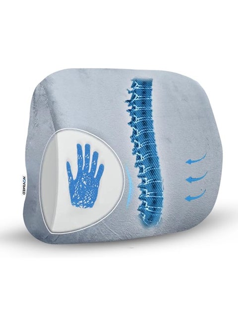 Memory Foam Lumbar Support Cushion Ergonomic Back Pain Relief For Sciatica Tailbone And Hemorrhoids Thicker Breathable And Non Slip Design For Long Drives Gray