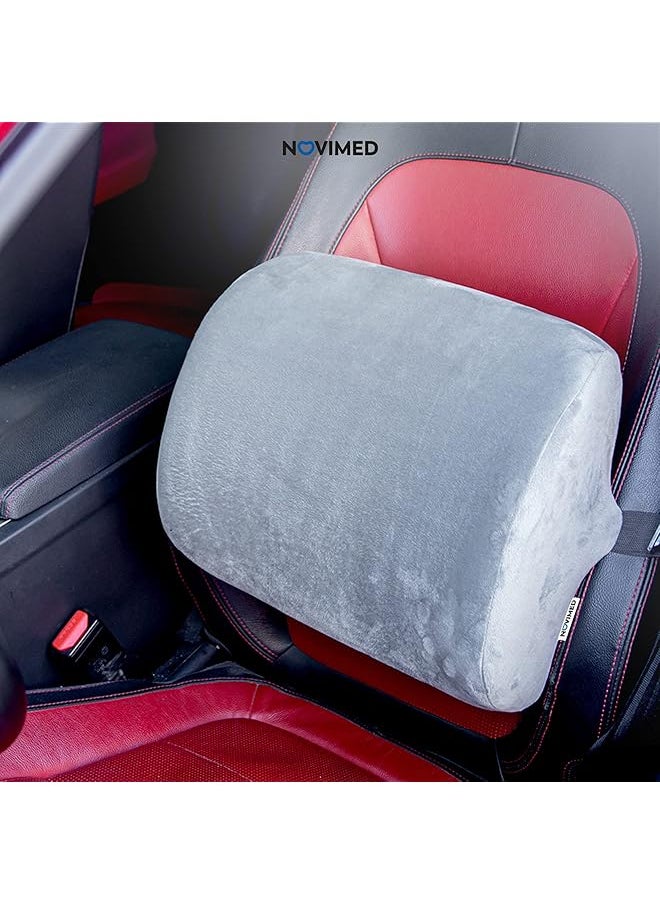 Memory Foam Lumbar Support Cushion Ergonomic Back Pain Relief For Sciatica Tailbone And Hemorrhoids Thicker Breathable And Non Slip Design For Long Drives Gray