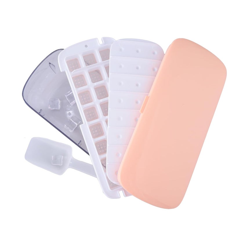 UMAI Ice Cube Trays with Scoop | 24 compartments | One-Press Demolding | Ice Cubes for Whiskey Cocktails Soft Drinks Juices | BPA Free | Pink - Image 1