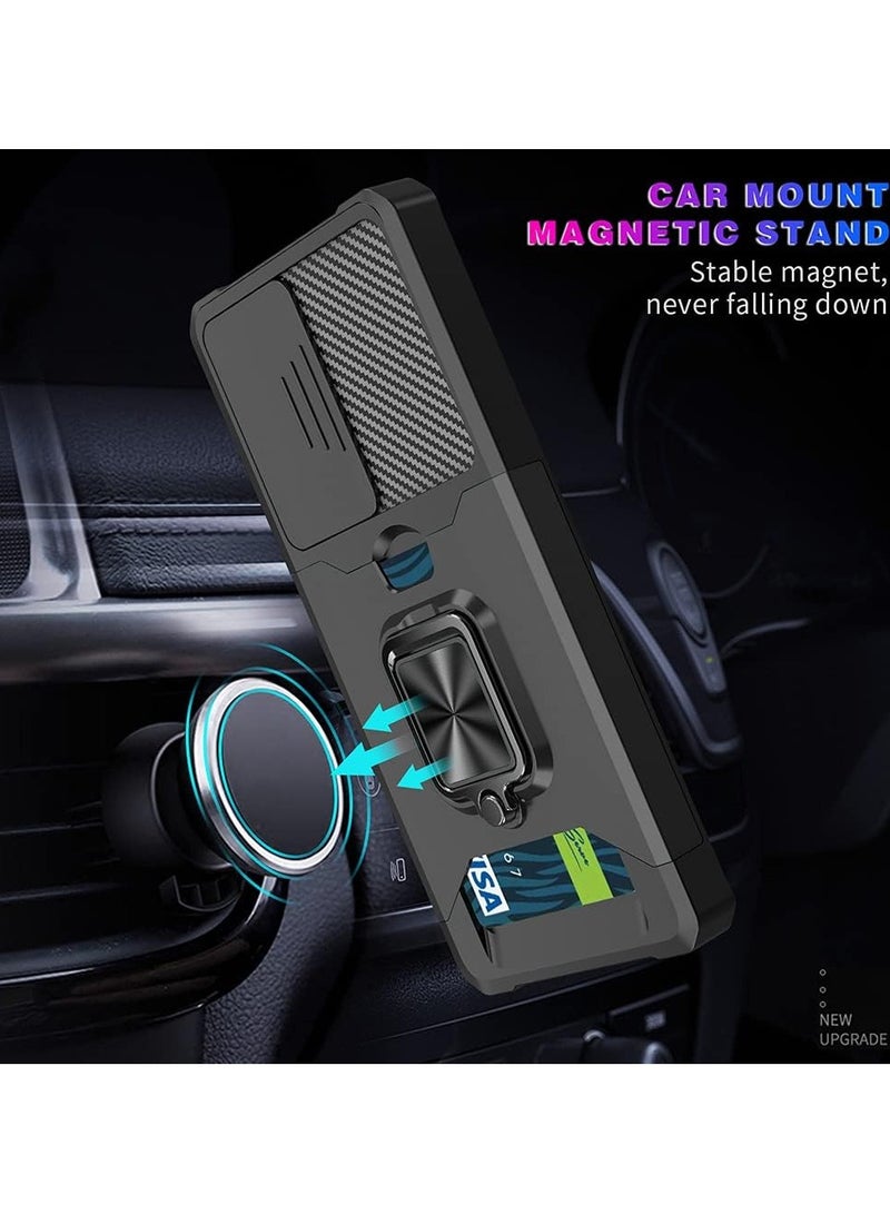 Design for Samsung Galaxy S25 Ultra Phone Case with Screen Protector Card Holder Stand Kickstand Heavy Duty Slim Shockproof Hybrid Rugged Drop Protective Cover  Case Black - Image 3