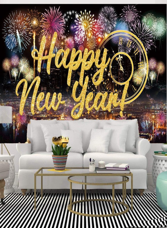 Famoby Happy New Year Fabric Sign Poster Backdrop with Fireworks for New Year Photo Booth Background Party Decoration - Image 4
