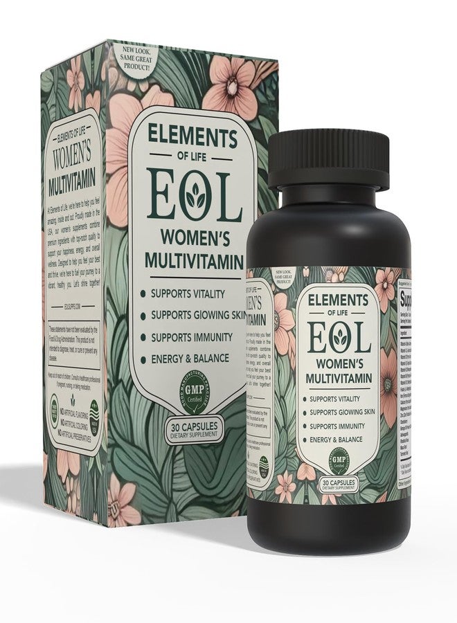 Elements of LIfe فيتامينات متعددة للنساء من إيليمنتس أوف لايف - فيتامينات يومية للنساء مع ميثيل فولات، ومكونات عضوية، ومكملات غذائية طبيعية للطاقة والحيوية والصحة - فيتامينات متعددة لدعم صحة الشعر والبشرة - Image 1