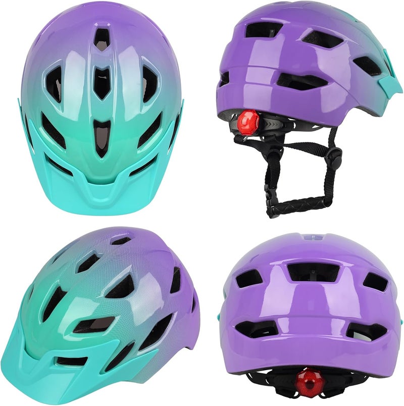 Bavilk Kids Bike Helmet, Kids Boys Girls Bike Helmets with LED Light Detachable Visor Children Youth Teen Multi-Sport for Skating Cycling Scooter Skateboard Adjustable & Lightweight 19.7"-22.4" - Image 2