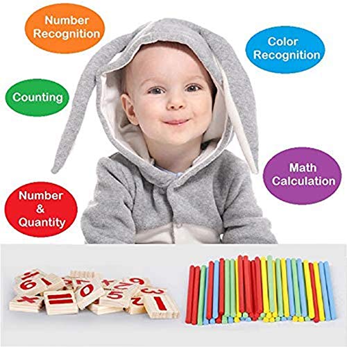 KUTOI Counting Number Blocks and Sticks  Montessori Toys for Kids Learning Homeschool Supplies for Math manipulatives  Toddlers Educational Wooden rods with Storage Tray - Image 5