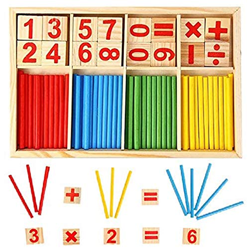 KUTOI Counting Number Blocks and Sticks  Montessori Toys for Kids Learning Homeschool Supplies for Math manipulatives  Toddlers Educational Wooden rods with Storage Tray - Image 1