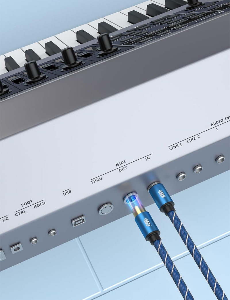 كابل MIDI من بـ 5 دبابيس DIN من ذكر إلى ذكر متوافق مع لوحة مفاتيح MIDI/السينثسايزر/مؤثرات الجيتار المتعددة/واجهة الصوت/مزج الصوت/مضخم الصوت/بطاقة الصوت الخارجية (1.5 قدم/0.5 متر) - Image 3