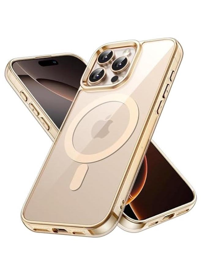 Generic Magnetic Case for iPhone 16 Pro Max 6.9-Inch Compatible with MagSafe, Shockproof Phone Bumper Cover, Anti-Scratch Clear Back (Desert Titanium)  - Image 1
