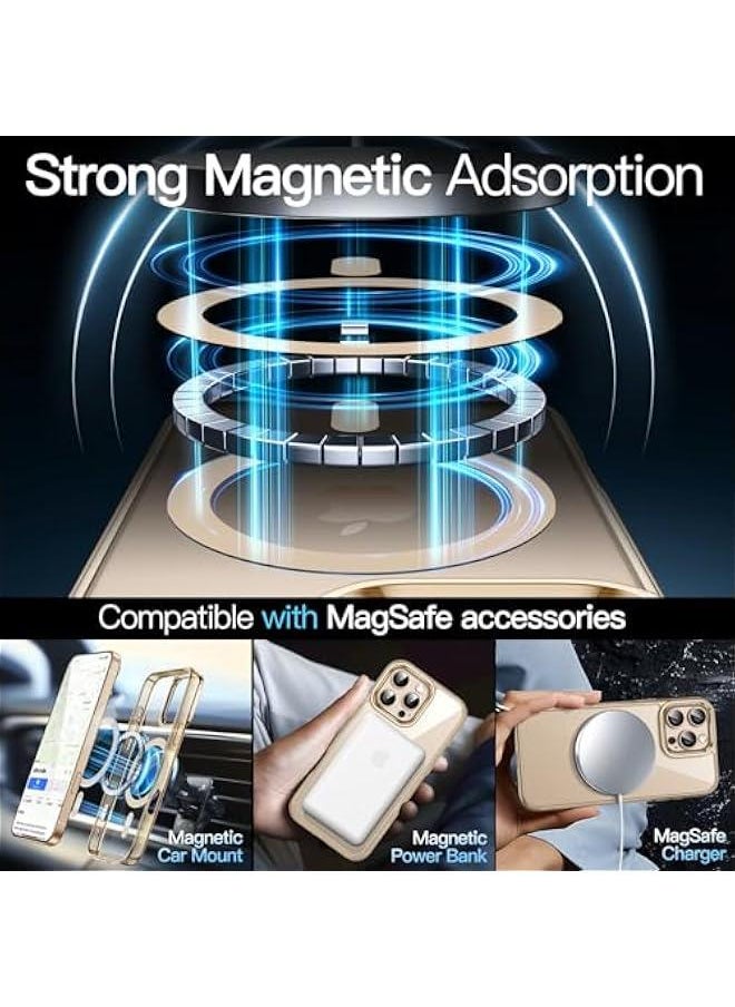 Generic Magnetic Case for iPhone 16 Pro Max 6.9-Inch Compatible with MagSafe, Shockproof Phone Bumper Cover, Anti-Scratch Clear Back (Desert Titanium)  - Image 4