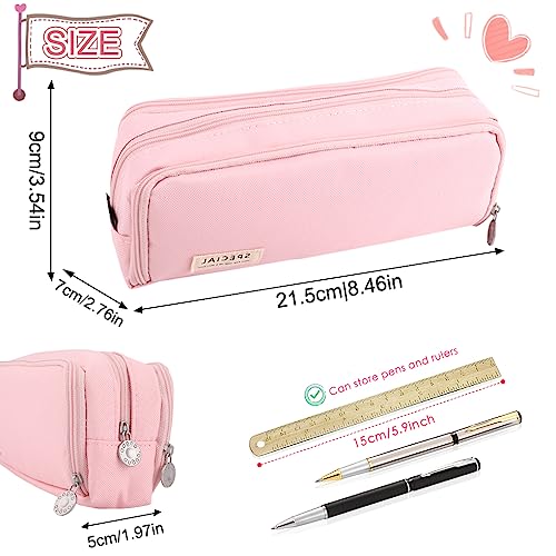 Oyachic Pink Pencil Case, Large Capacity Pencil Pouch,Pencil Bag with 3 Compartments,Pen Organizer Oxford Storage for Men Women Adults Travel Business Office - Image 5