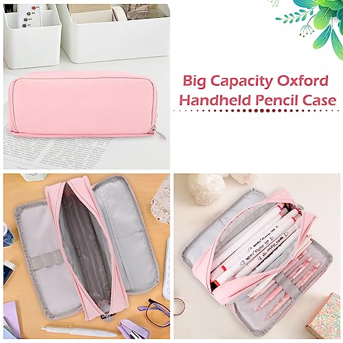 Oyachic Pink Pencil Case, Large Capacity Pencil Pouch,Pencil Bag with 3 Compartments,Pen Organizer Oxford Storage for Men Women Adults Travel Business Office - Image 3