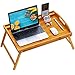 Pipishell Bamboo Bed Tray Table, Large Breakfast Tray - 21x13.9 Inch with Folding Legs, Multipurpose Serving Tray Use - Image 2