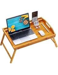 Pipishell Bamboo Bed Tray Table, Large Breakfast Tray - 21x13.9 Inch with Folding Legs, Multipurpose Serving Tray Use - Image 1