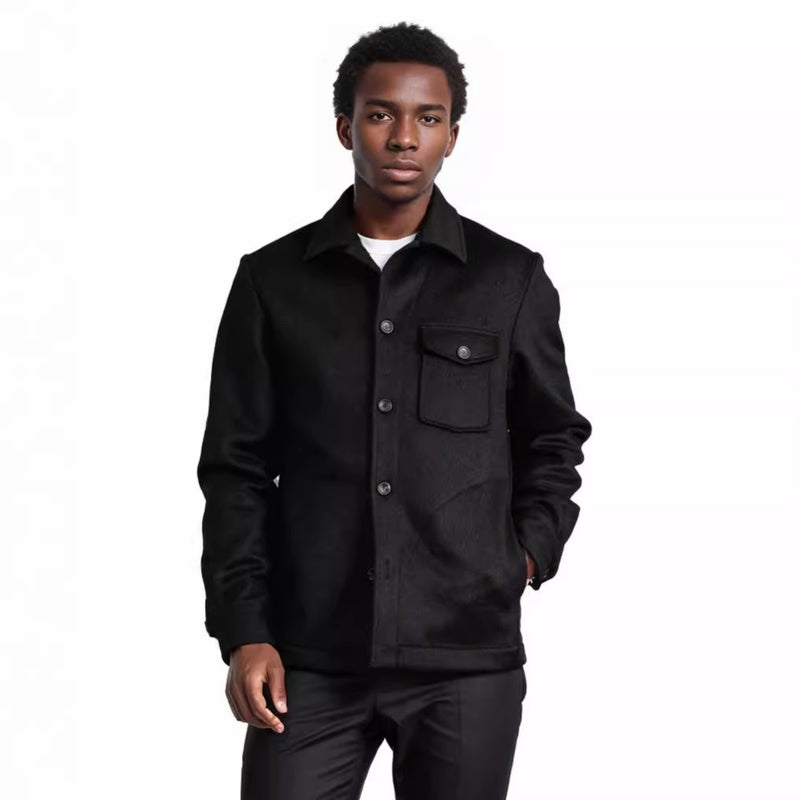Men's Woolen Overcoat Single Breasted Multi-Pocket Winter Coat - Image 5