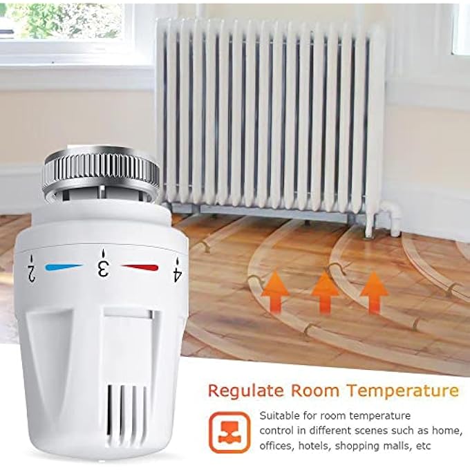 THERMOSTATIC RADIATOR VALVE, 2PCS RADIATOR VALVE REPLACEMENT HEAD M30 X 1.5 TRV THERMOSTAT HEAD RADIATOR FOR HOME OFFICE - Image 2