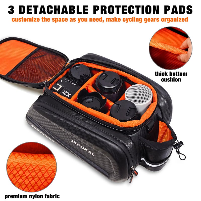 JXFUKAL Bike Bags for Bicycle Rear rack - 9.5L/17L/40L Hard Shell Waterproof Bike Ebike Trunk Pannier Saddle Seat Bag Carrier with Reflector, Rain Cover & Shoulder Strap for Commuter Travel Outdoor - Image 3