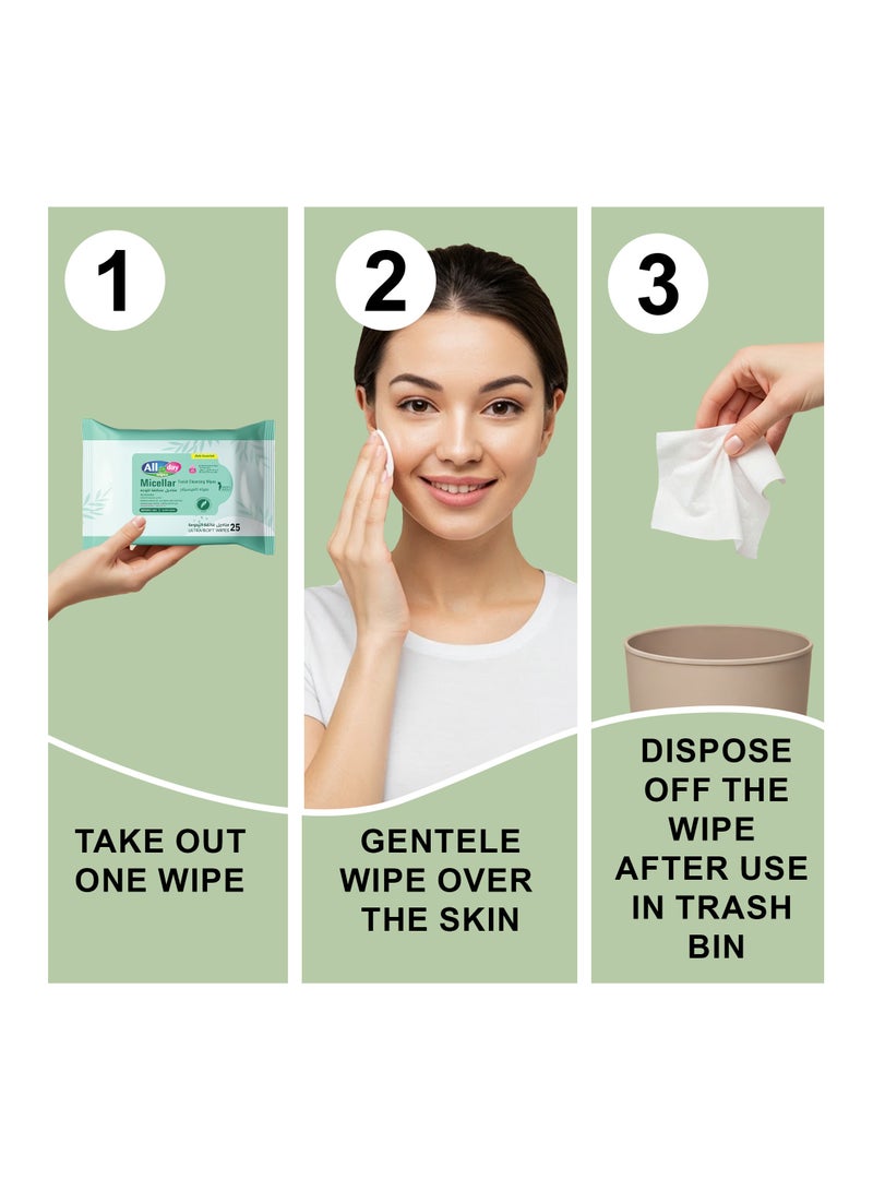 All day wipes All Day Micellar Facial Cleansing Wipes 25 Sheets - Image 2