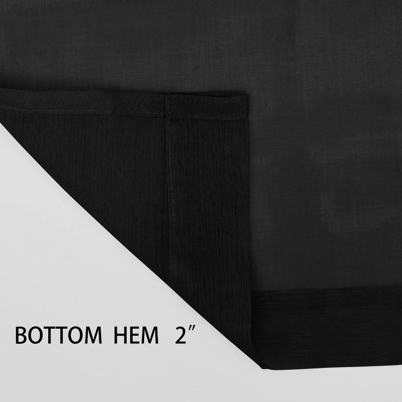 UPOPO Black Sheer Curtains 54 inches Long Living Room Curtain Sheers Basement 2 Panels Voile Transparent Bedroom Drapes Linen Textured Rod Pocket Kitchen Dining Window Treatment Set - Image 5